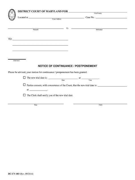 Motion for continuance maryland: Fill out & sign online | DocHub