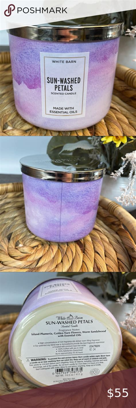 Rare Htf Bath Body Works Sunwashed Sun Washed Petals Wick Candle