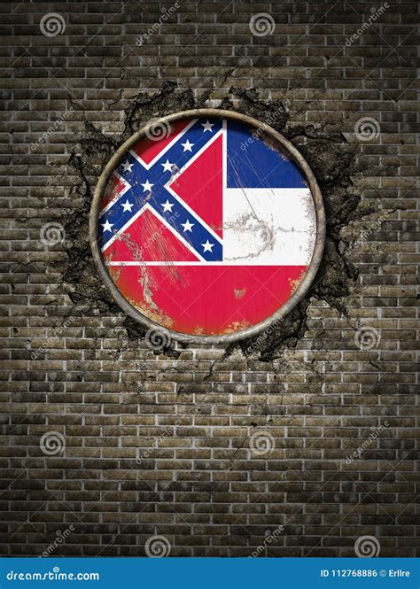 Old Mississippi Flag in Brick Wall Stock Illustration - Illustration of ...