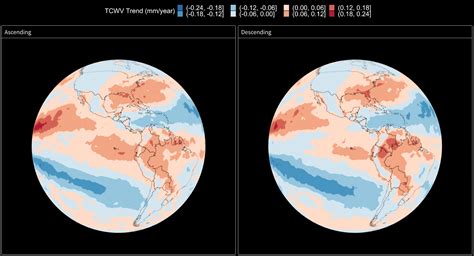 Total Column Water Vapor Trend Interactive Globes Airs