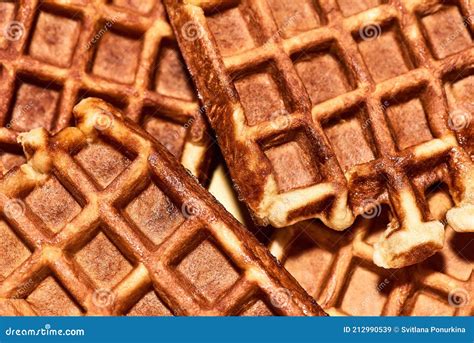 Comida Doce Deliciosa Tiro Certeiro De Waffles Bélgica Recém assados