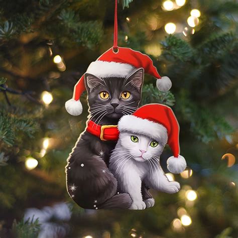 Qepwscx Christmas Cats Ornament Xmas Decor Tree Hanging Cats Wooden Holiday Decoration Cute Cats ...