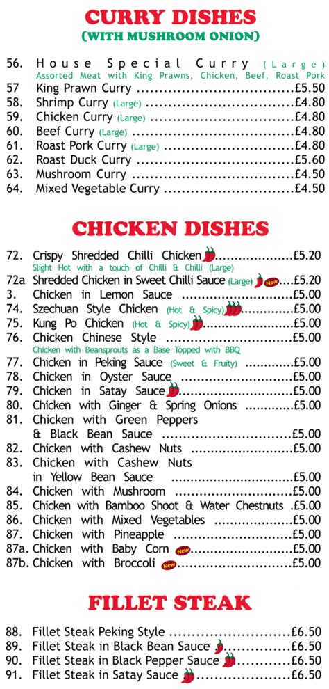 Menu For Rice Bowl Chinese Takeaway In Nottingham