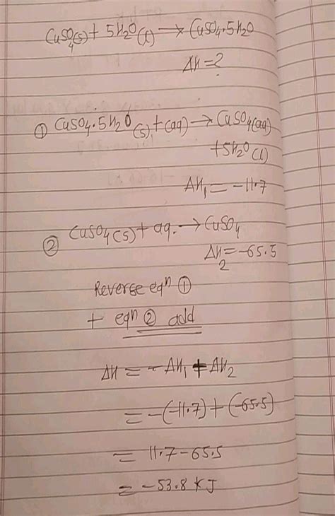 2015 65 The Enthalpies Of Solution Copper Sulphate Pentahydrate And Anhydrous Copper Sulphate