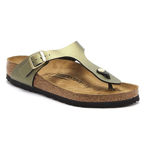 Birkenstock Synthetic Gizeh Womens Icy Metallic Stone Gold Sandals - Lyst