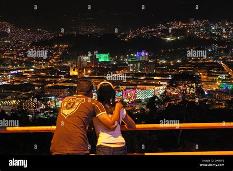 Colombia South America Medellin Night Night Shot Couple Look Hills