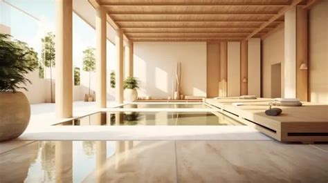 3d Merender Interior Ruang Santai Yang Tenang Dari Hotel Minimalis