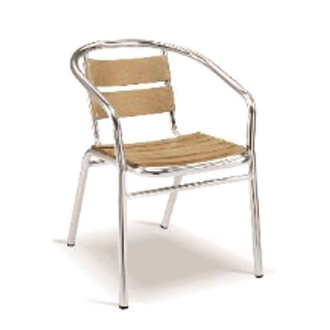 Aluminium Canteen Arm Chair Wood Slat