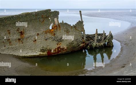 WWII shipwreck, Bray-Dunes, Nord, Hauts-de-France, France Stock Photo ...