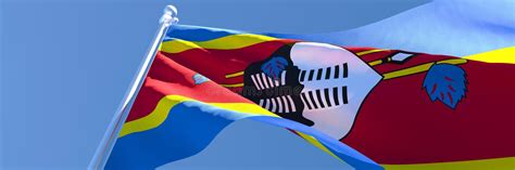 3d Rendering Of The National Flag Of Swaziland Waving In The Wind Stock