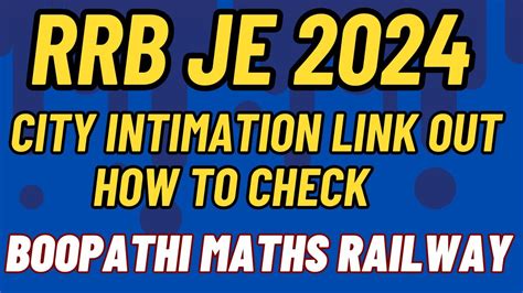 Rrb Je Exam City Link Activated Exam Date Time Rrb Je Admit Card