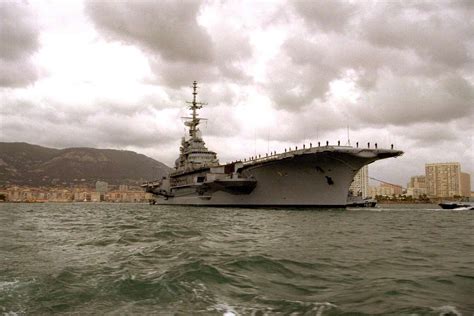 Old Foch Aircraft Carrier Flowed In Atlantic Ocean Off Coast Of