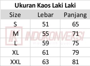 Standar Size Chart Kaos Lokal Dan Luar