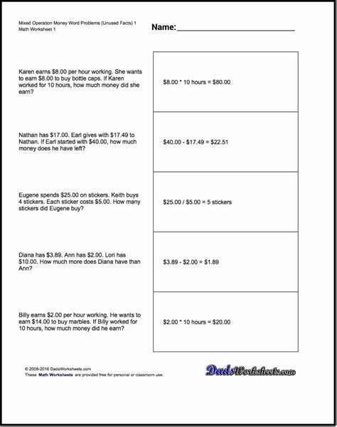 Simple Interest Word Problems Worksheet With Answers