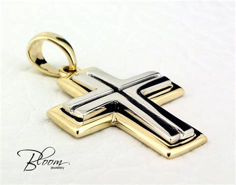 Gold Cross For Man 14k Solid Gold Cross Pendant By Bloomdiamonds