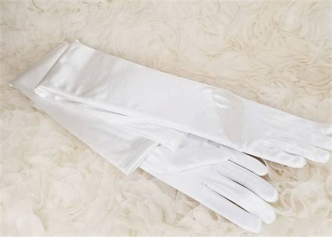 23 Long White Opera Gloves Satin Formal Wear Gloves Etsy