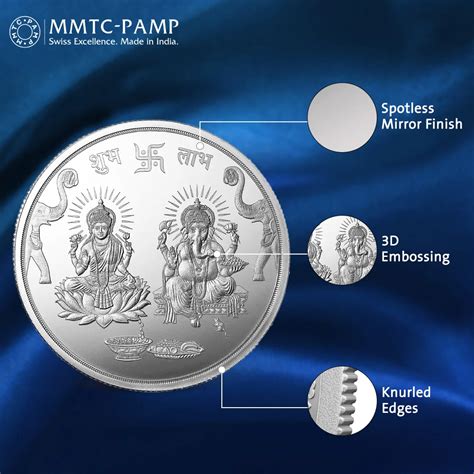 Buy Ganesh Lakshmi 999 9 Purity 50 Gm Silver Coin Online MMTC PAMP