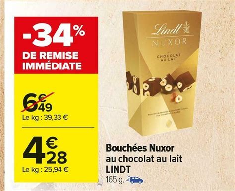 Promo Lindt Bouch Es Nuxor Au Chocolat Au Lait Chez Carrefour Market