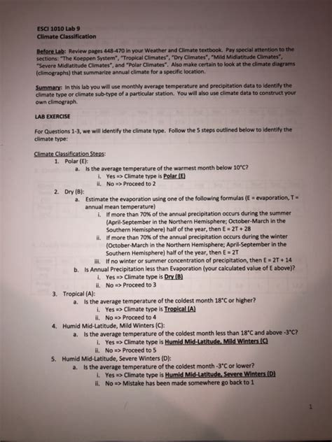 Solved Esci 1010 Lab 9 Climate Classification Before Lab