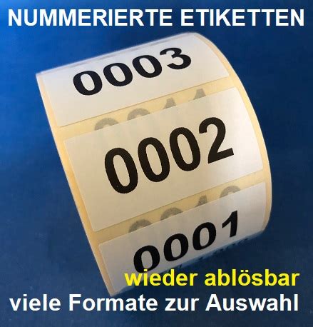 Nummerierte Etiketten Wieder Abl Sbar Mit Fortlaufender Nummer Weiss