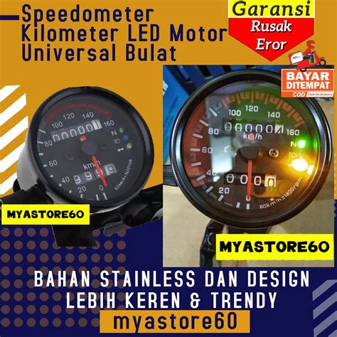 Jual Speedometer Spidometer Model Bulat Kilometer Volt Led Motor