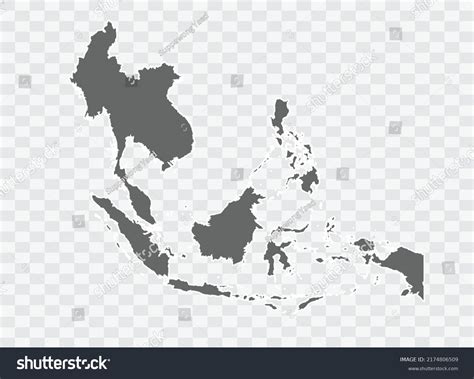 Southeast Asia Map Grey Color On Stock Vector Royalty Free 2174806509 Shutterstock