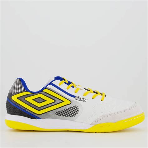 Chuteira Umbro Pro 5 Bump Club Futsal Branca E Amarela Branco