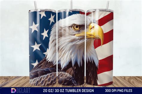 D Bald Eagle American Flag Tumbler Wrap Graphic By Delartcreation