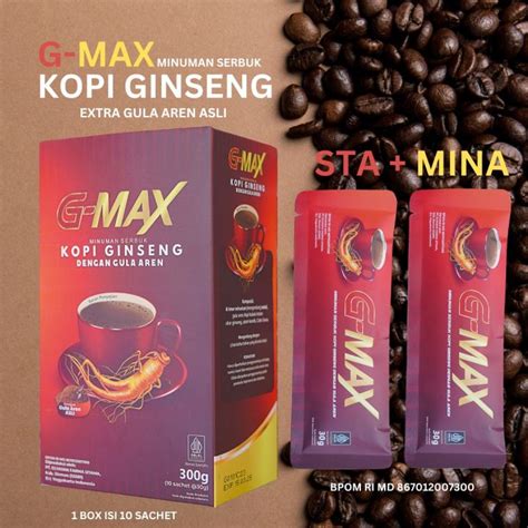 COD 1 BOK Kopi Ginseng Stamina COFFE G MAX Kemasan Instan Extra Gula