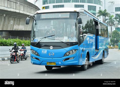 Trans Jakarta Bus, at near Blok M bus terminal Stock Photo - Alamy