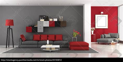 Red and gray modern living room - Royalty free photo - #25103012 ...