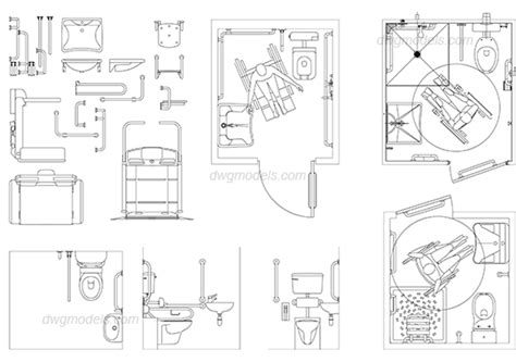 Disabled Toilet 1 DWG, free CAD Blocks download