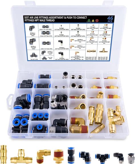 Amazon 46 Pcs Brass DOT Air Brake Line Fittings Assortment 1 4 3