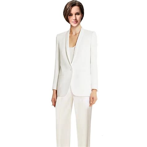 Custom White Slim Fit Bussiness Formal Elegant Women Suit Set Blazers Pants Office Suits Ladies