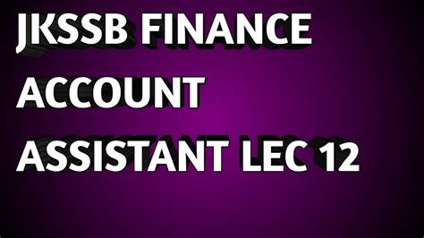 Jkssbexams Maths For Jkssb Finance Account Assistant Lec 12 YouTube