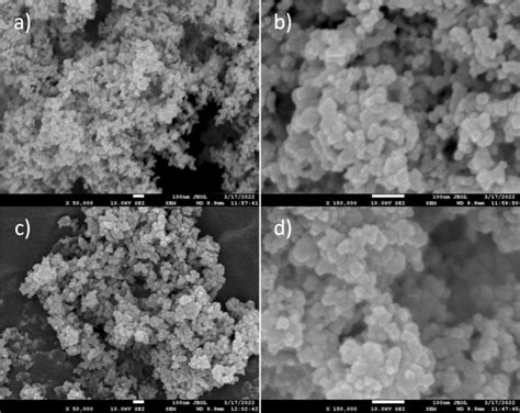 Sem Images Of A B Tio2 P25 And C D 10cuotio2 Photocatalysts