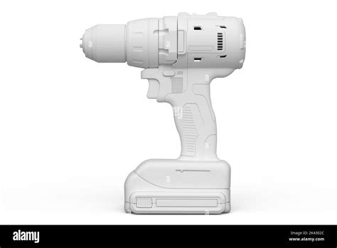 Cordless Drill Or Screwdriver Isolated On White Monochrome Background