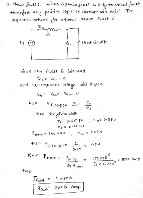 Solved In A Short Circuit Study The Positive Negative And Zero