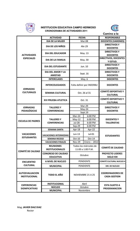 Cronograma Clasico Pdf