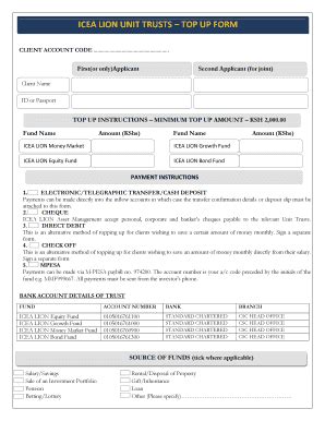 Fillable Online Fillable Online Icea Lion Unit Trusts Top Up Form Fax