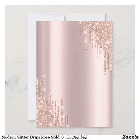 A Pink And Gold Glitter Card With The Words Rose Gold Glitter Drips On It