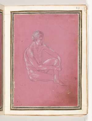 Folio From The Gozzoli Album Seated Male Nude Facing Right Museum