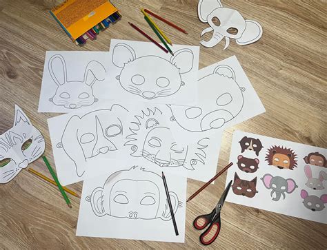 Printable Animal Masks for Kids and Adults, Digital Print, Instant ...