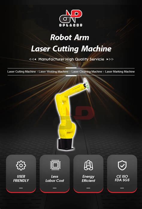 Fanuc 6 Axis Robot Arm System Automatic 3d Metal Fiber Laser Cutting