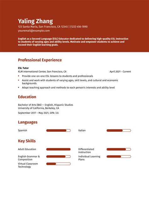 ESL Teacher Resume Examples And Templates For 2025 ResumeBuilder