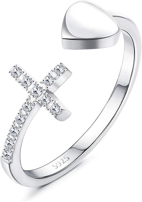 Amazon Sllaiss Sterling Silver Adjustable Cross Rings For