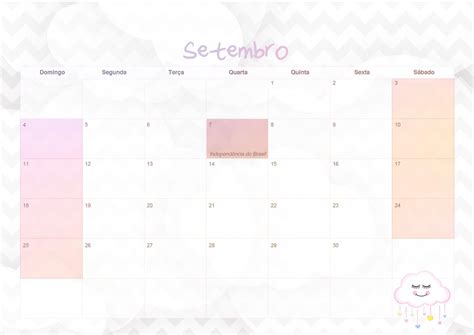 Calendario Mensal 2022 Chuva De Amor Setembro Fazendo A Nossa Festa