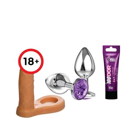 Kit Plug Anal Joia Aco Inox Gel Lubrificante Anal X Anel Peniano