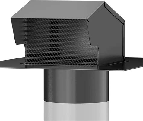 4 6 8 Inch Galvanized Steel Roof Vent Cap For Ventilation System With Damper （black） 4 Inch