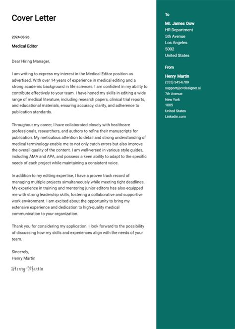 Medical Editor Cover Letter Examples With Writing Tips For 2024 Cvdesignerai